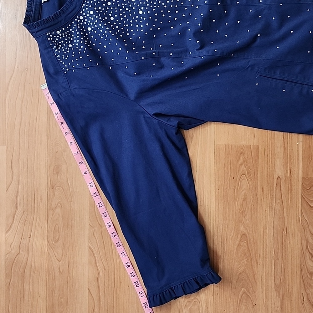 Quacker Factory Sparkle Stretch Embellished Ruffle Navy Blue Jacket - Picture 5 of 13